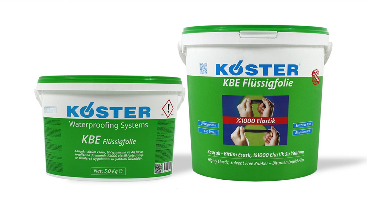 KÖSTER KBE Flüssigfolie ( 5 kg ) Kauçuk-Bitüm esaslı , UV dayanımlı ,% 1000 Elastik su Yalıtımı